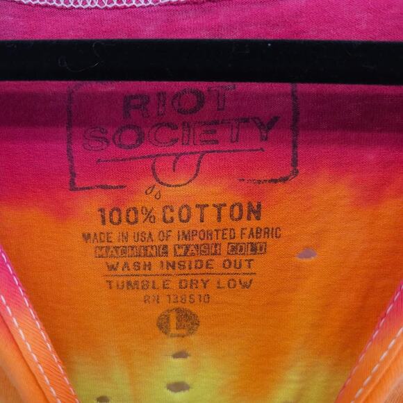 Riot Society Tie Dye Distressed Torn California Tank Top Large - Picture 3 of 9